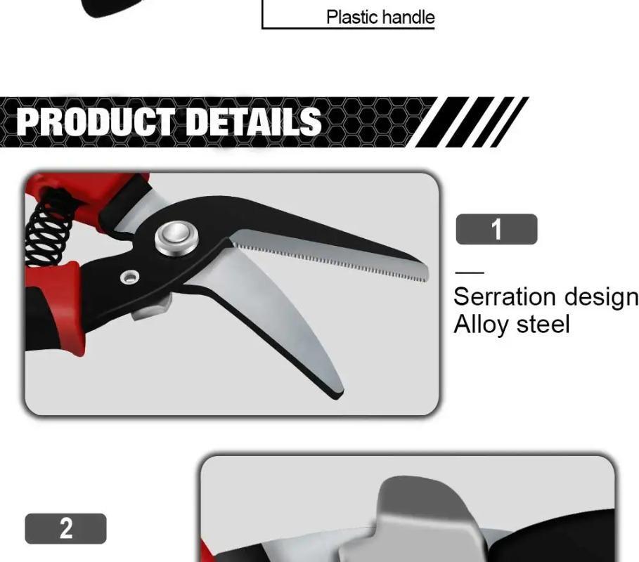 Heavy Duty Serrated Blades Household Hand Tool Gauze Cutting Metal Sheet Shearing Scissors With Safety Lock Shears