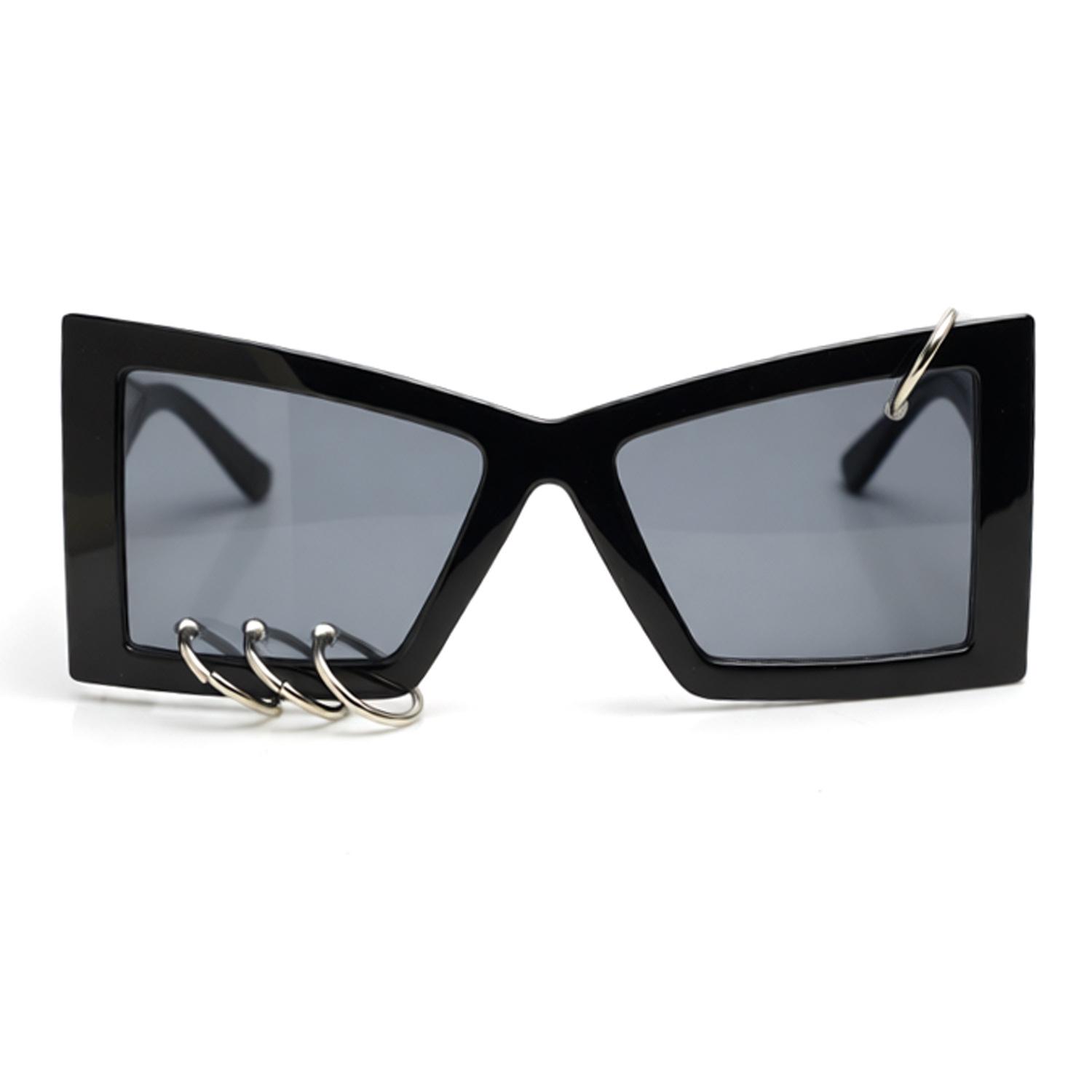 

Punk Round Frame Sunglasses with Irregular Butterfly Design for Street Style and Stage Performance