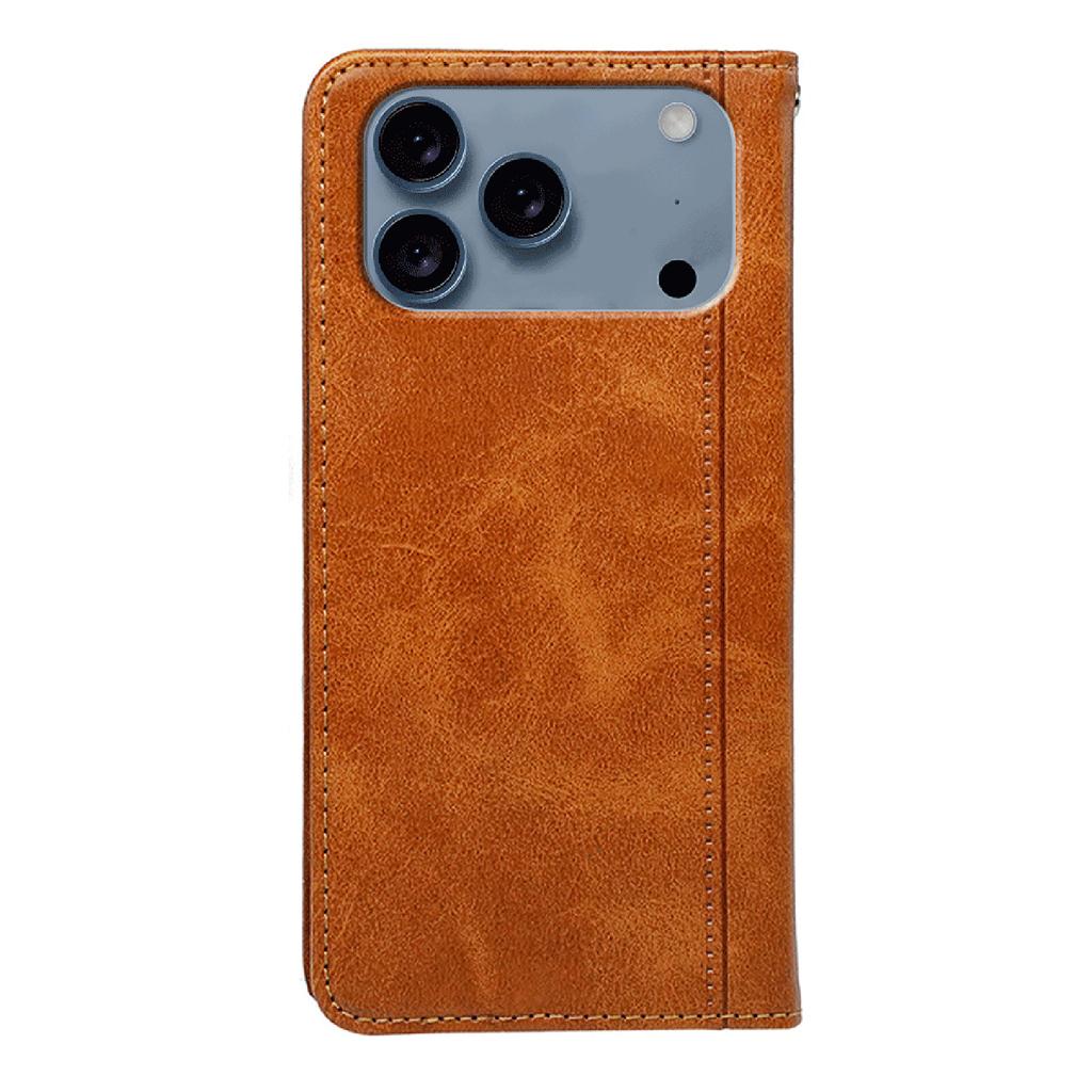 For iPhone 17 Pro Max Case Hidden Magnetic Closure Calf Texture Leather Phone Cover