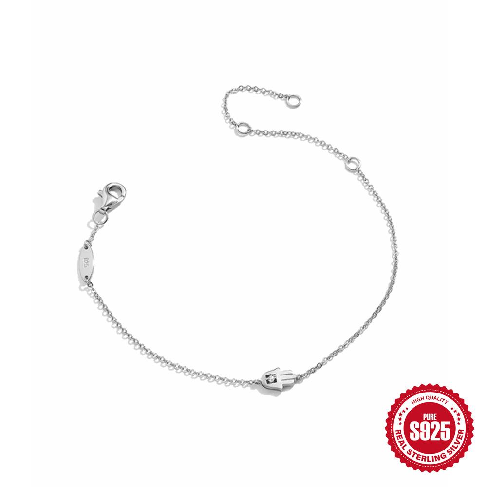 

S925 Sterling Silver Women S Fashion Small Hand Simple Temperament Bracelet Popular Design Palm Jewelry 925 Silver белого золота