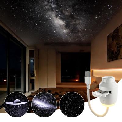 Star Projector Night Light with 3 Interchangeable Slides USB Star Projector Lamp for Bedroom