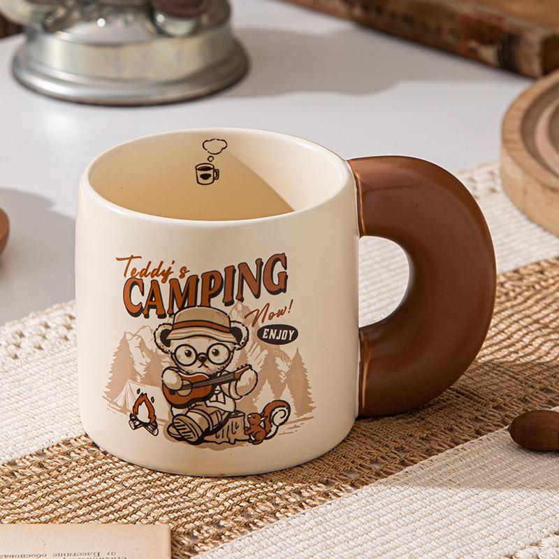 Camping Teddy Collection Ceramic Cup Large Capacity High Precision Mug Household Breakfast Cup Couple Cup Souvenir