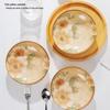 Set aus 2 kreativen tiefen Keramik-Suppentellern, rund, mit Jasminblumen-Unterglasur