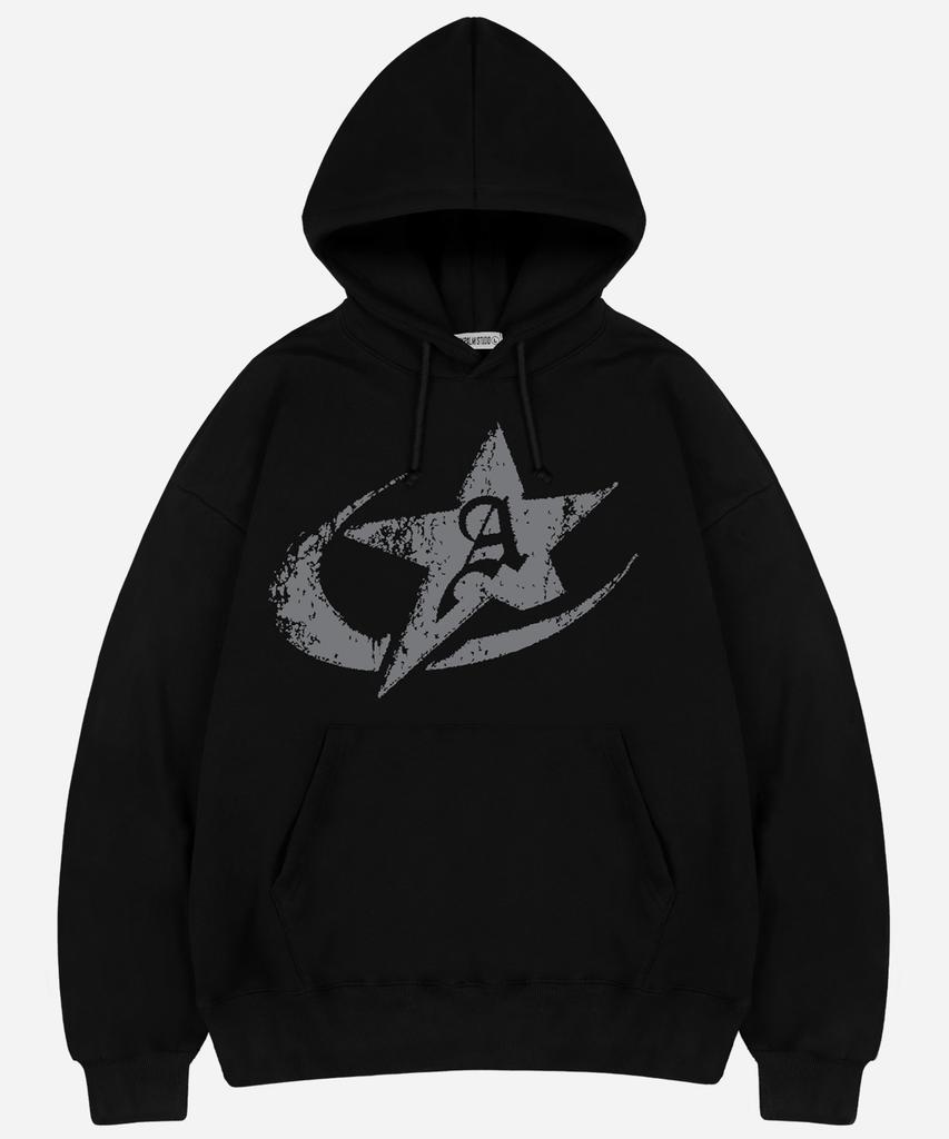 Astro Star Logo Oversized Hoodie Black