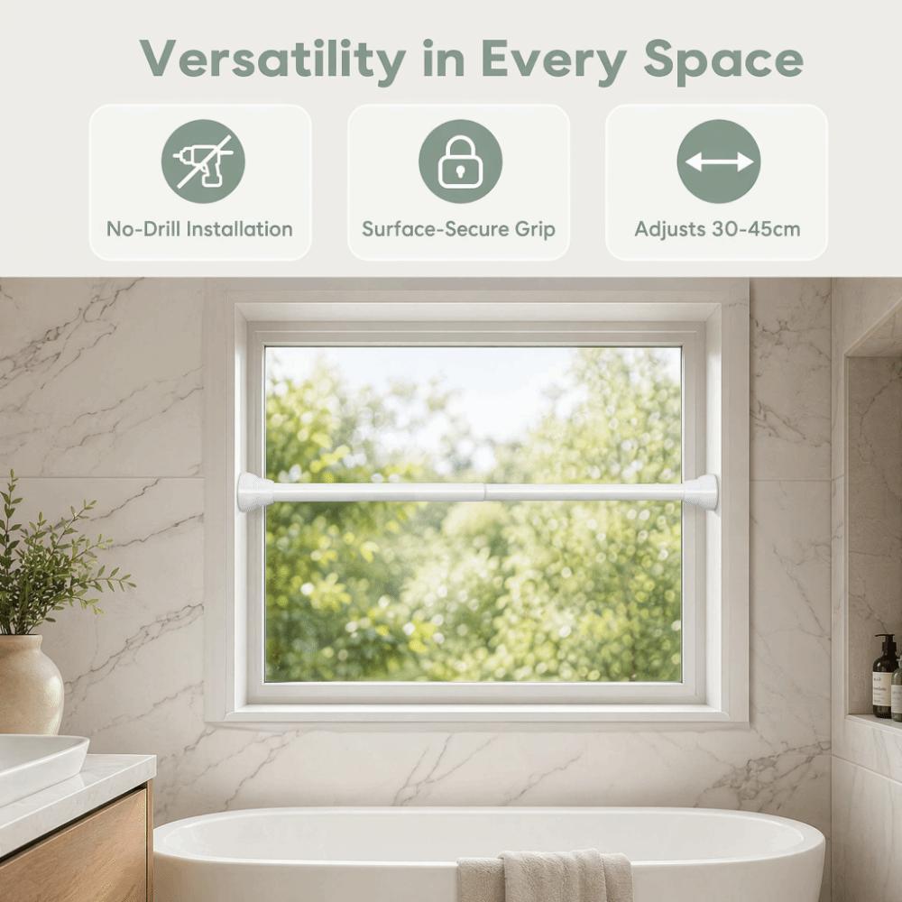 Resin, Stainless Steel Expandable Curtain Rod White Telescoping Curtain Rod  Indoor