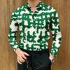 Men's Abstract Graffiti Print Long-Sleeve Shirt, Smooth Drape, Trendy Lapel Shirt, High-Street Luxury Versatile Men's Top