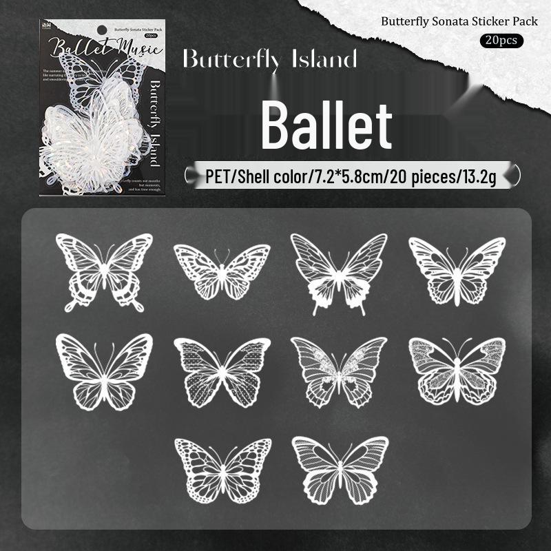 

Yuxian Butterfly Island 3D Laser Seashell Stickers Pack for DIY Journals