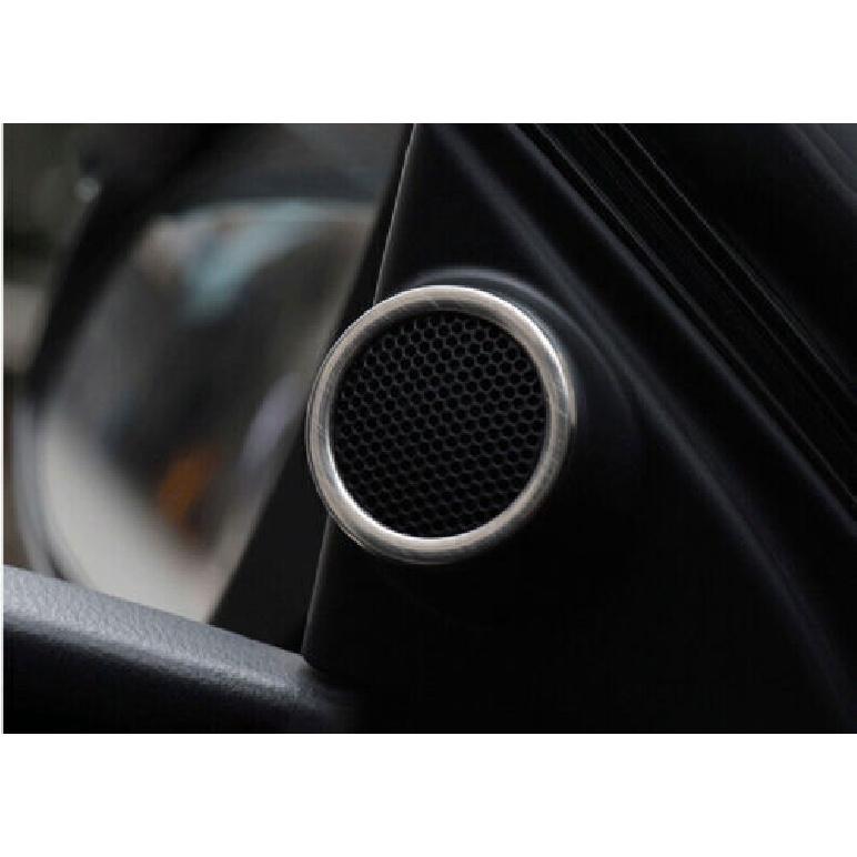 Silver Brushed For Toyota Corolla 2014- A-Pillar Speaker Ring 2X Cover Trim