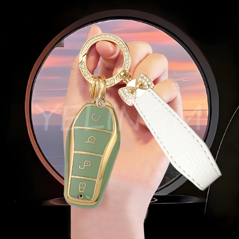 Soft Tpu Car Remote Key Case Fob For Byd Qin Plusdmi Atto 3 Han Ev Dolphin Protection Cover Shell Auto Interior Accessories
