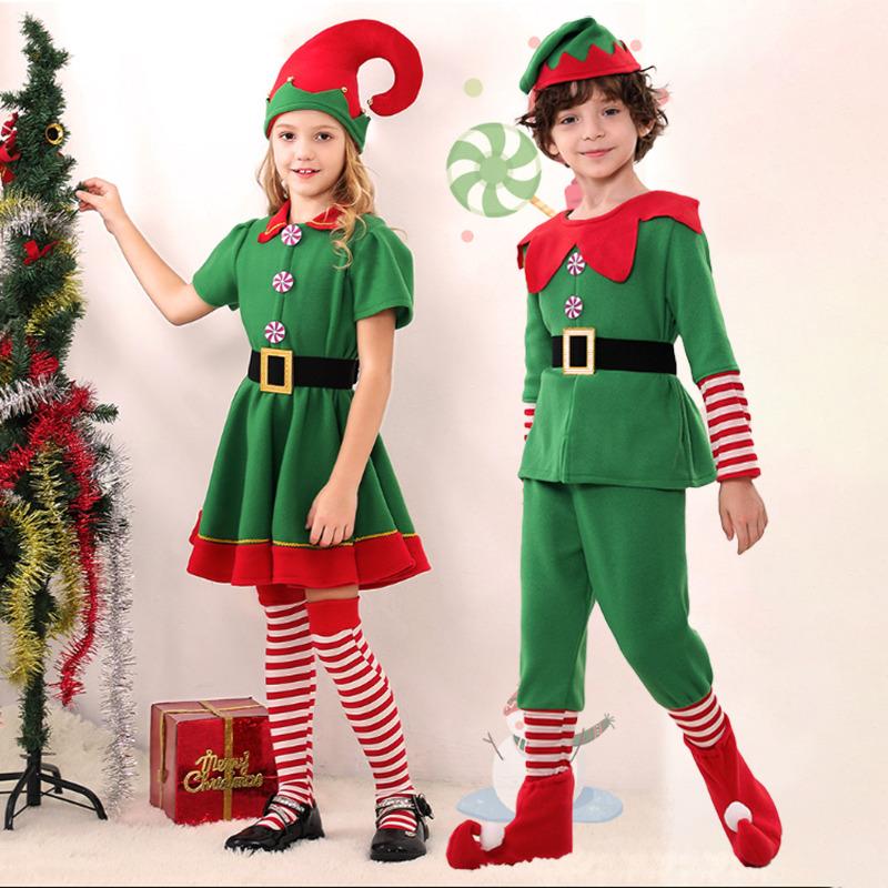 Children and Adults Christmas Elf Costumes Santa Claus Costume Sets Halloween Cosplay Products