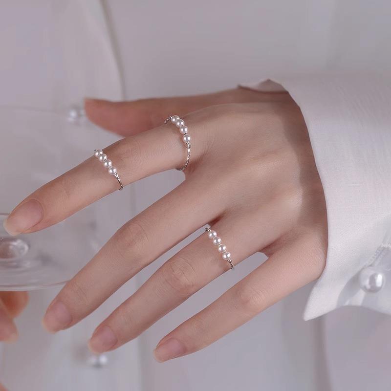 Modern Copper Pearl Ring For Women Unique Summer Style Adjustable Open Design