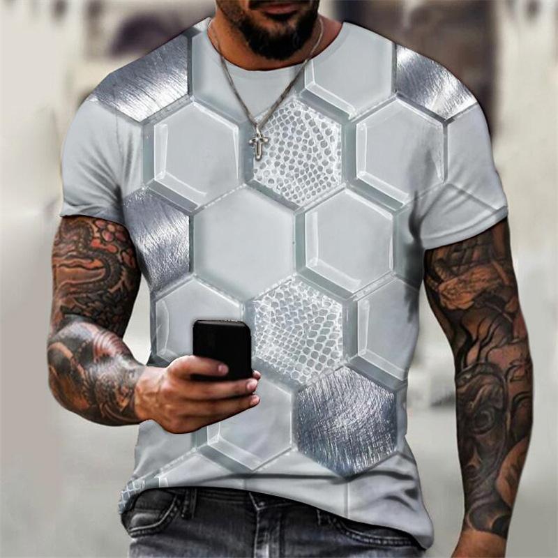 Short Sleeved Shirt with Round Neck and Loose Casual Fit, Trendy and Fashionable Men's T-shirt for Young People