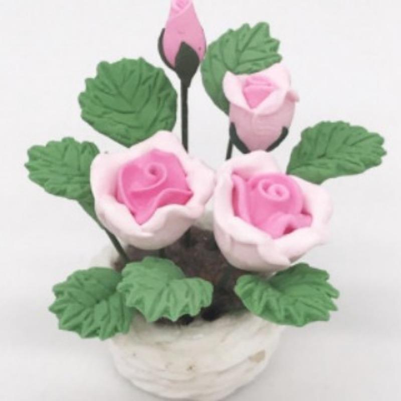 

1pcs Simulation Flower Red Rose Potted Plant Garden Scene Flowers and Greenery Potted Plants Micro Landscape Potted Garden Greenery розовый