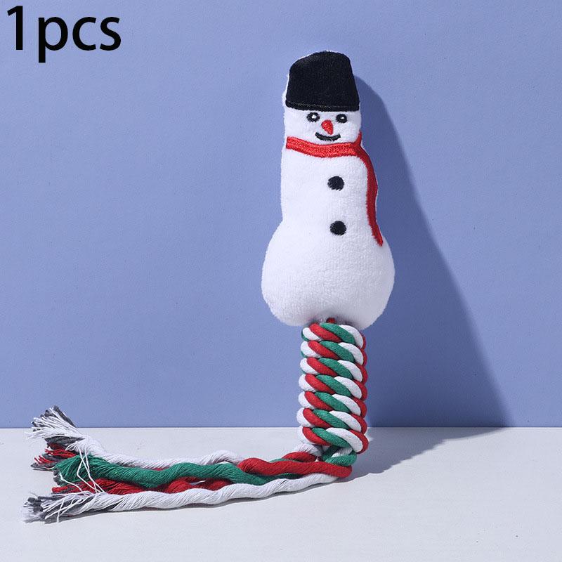 Pet Christmas Supplies Dog Toy Teeth Cleaning Rope Knot Cotton Rope Toy Cute Cartoon Chewing Toy