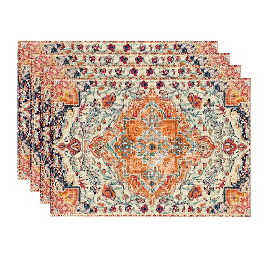 Boho Bohemia Style Placemats Set of 6, 12x18 Inch Country Rustic Farmhouse Magical Fall Table Mats for Party Kitchen Dining Decoration
