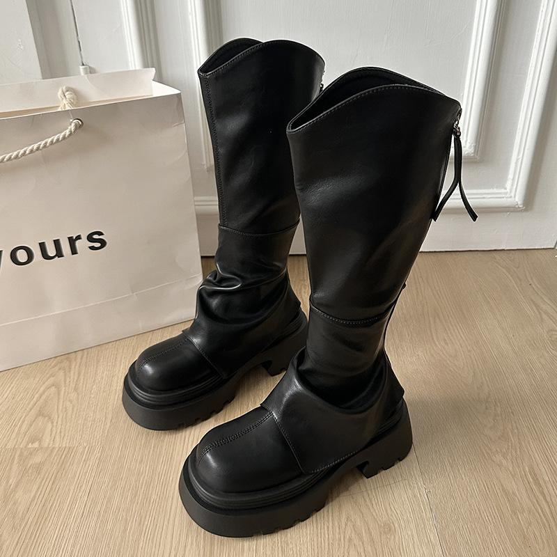 Thick-soled High Boots Women's 2025 New Autumn and Winter Brown Long Boots Trouser Boots Small Explosive Knight Boots