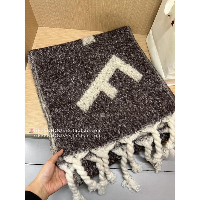 F Word New Mohair Braided Scarf Women's Winter Shawl Thickened High-end Warm Plush Scarf