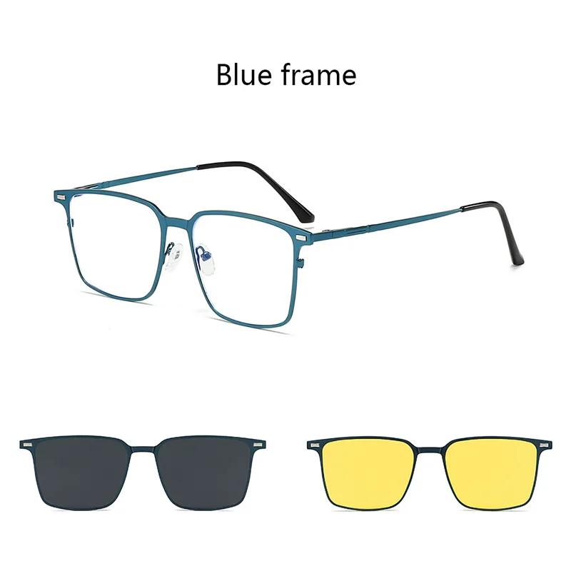3 In1 Blue Light Blocking Glasses with Magnetic Polarized Clip-On Sunglass Lens Multi-use Polarized/ Night Vision Eyewear