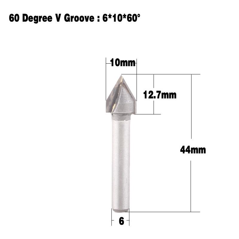 6x10mm 60° CNC Router Engraving Wood Working Tool 1//4/" Shank V Groove Bit
