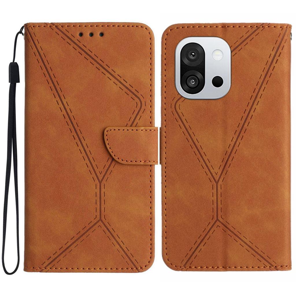 For OnePlus 13T 5G Case Skin Touch Lines Imprinted PU Leather Flip Phone Cover