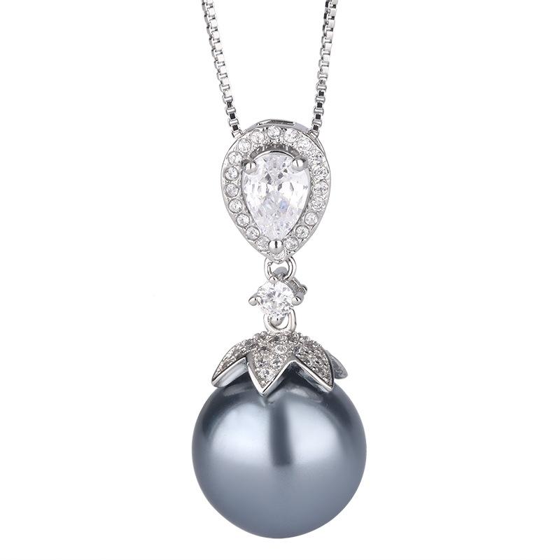 Schmuck Kupferboden Vergoldet Eingelegte Perle Temperament Leichter Luxus Anzug Frauen 14-12Mm