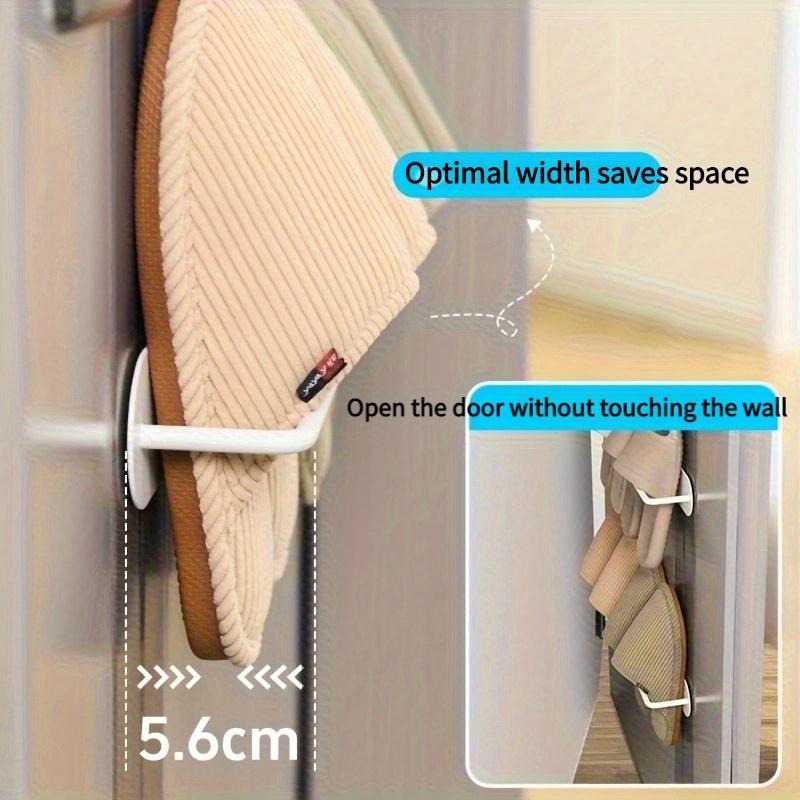 1 Magnetic Space Saving Slippers Rack Suitable for Bedroom Door Living Room Dormitory Iron Wall Mounted Small Shoe Storage Organizer White
