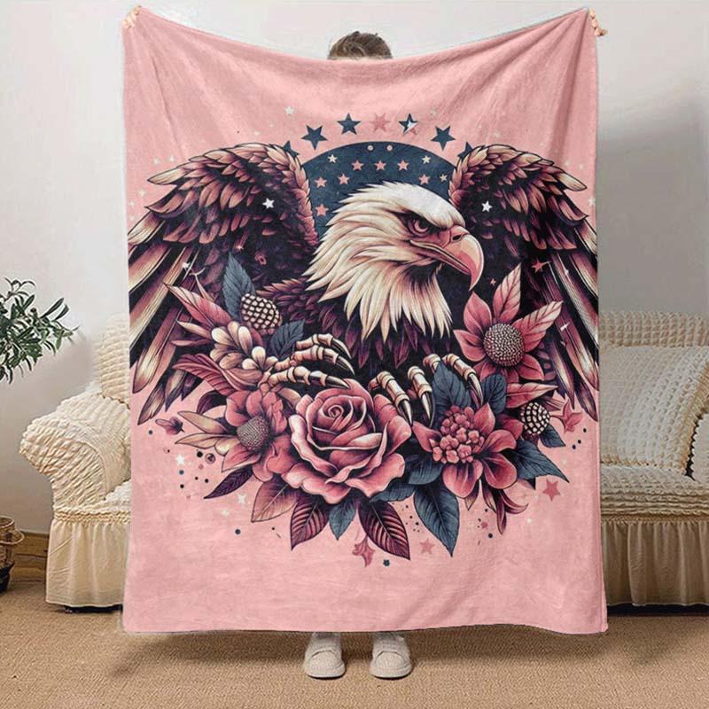 1pc Eagle Printing Lightweight Flannel Blanket, Comfortable and Warm Blanket, for Camping Sofa Bed and Couch Office, in All Seasons