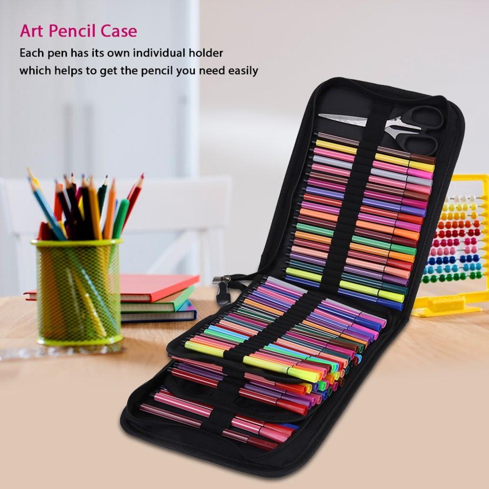 72/120 Slots Pencil Case Black Art Pencil Case Durable Pencil Case Organizer  Drawing