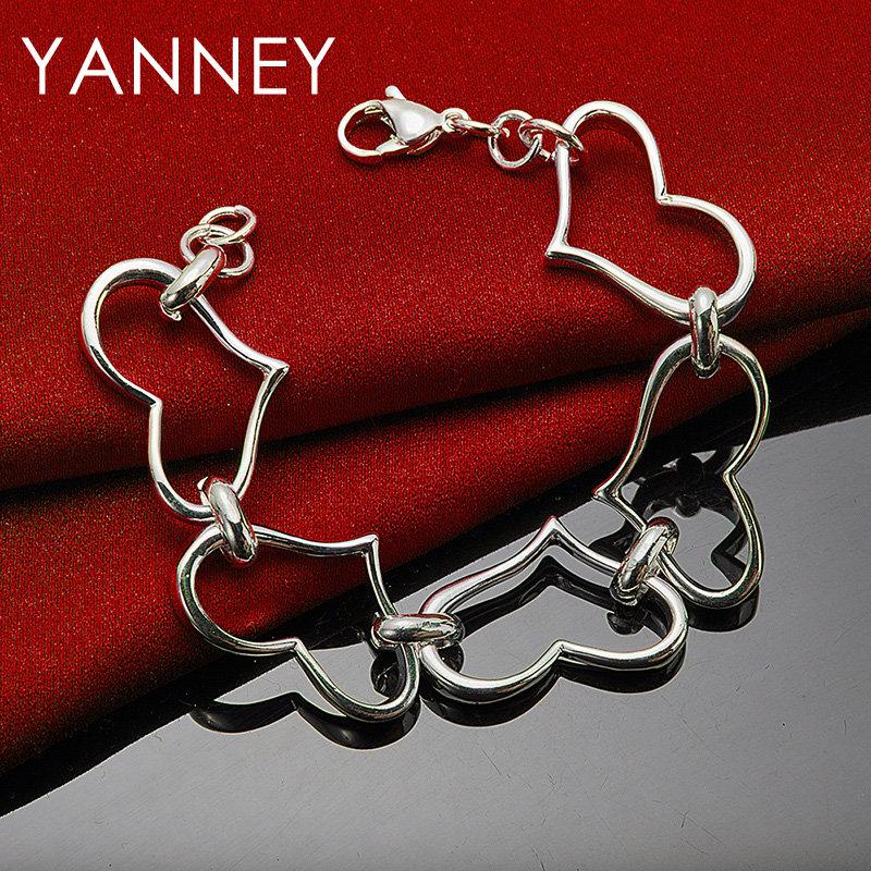 925er Sterlingsilber 8 Zoll Schönes Herzarmband Damen Mode Hochzeitsgeschenk Schmuck Partyzubehör