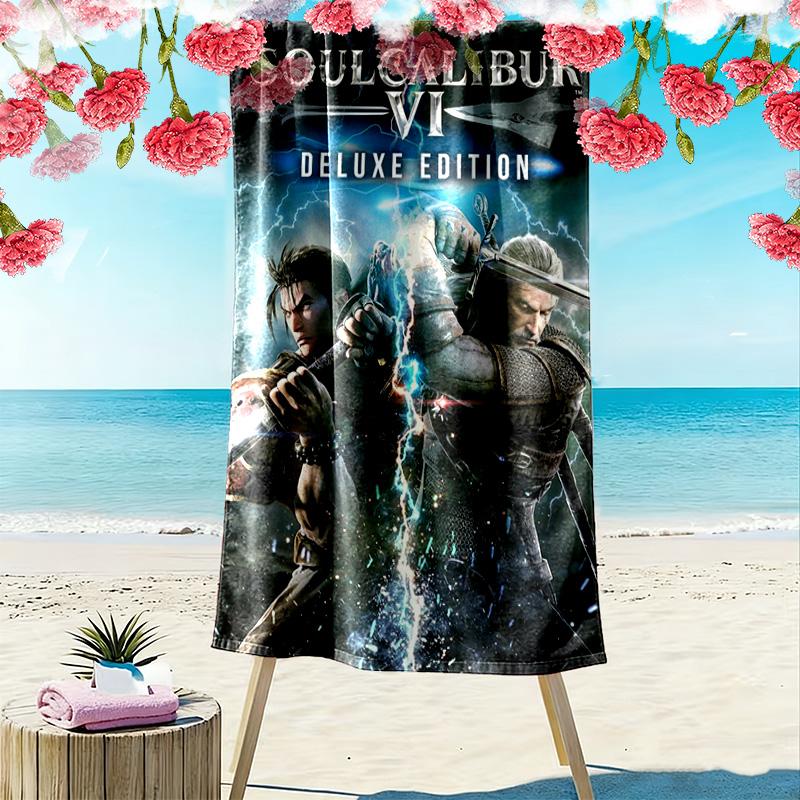 Soul Calibur Print Beach Towel, Large Soft Quick Dry Towel for Beach Camping Swimming