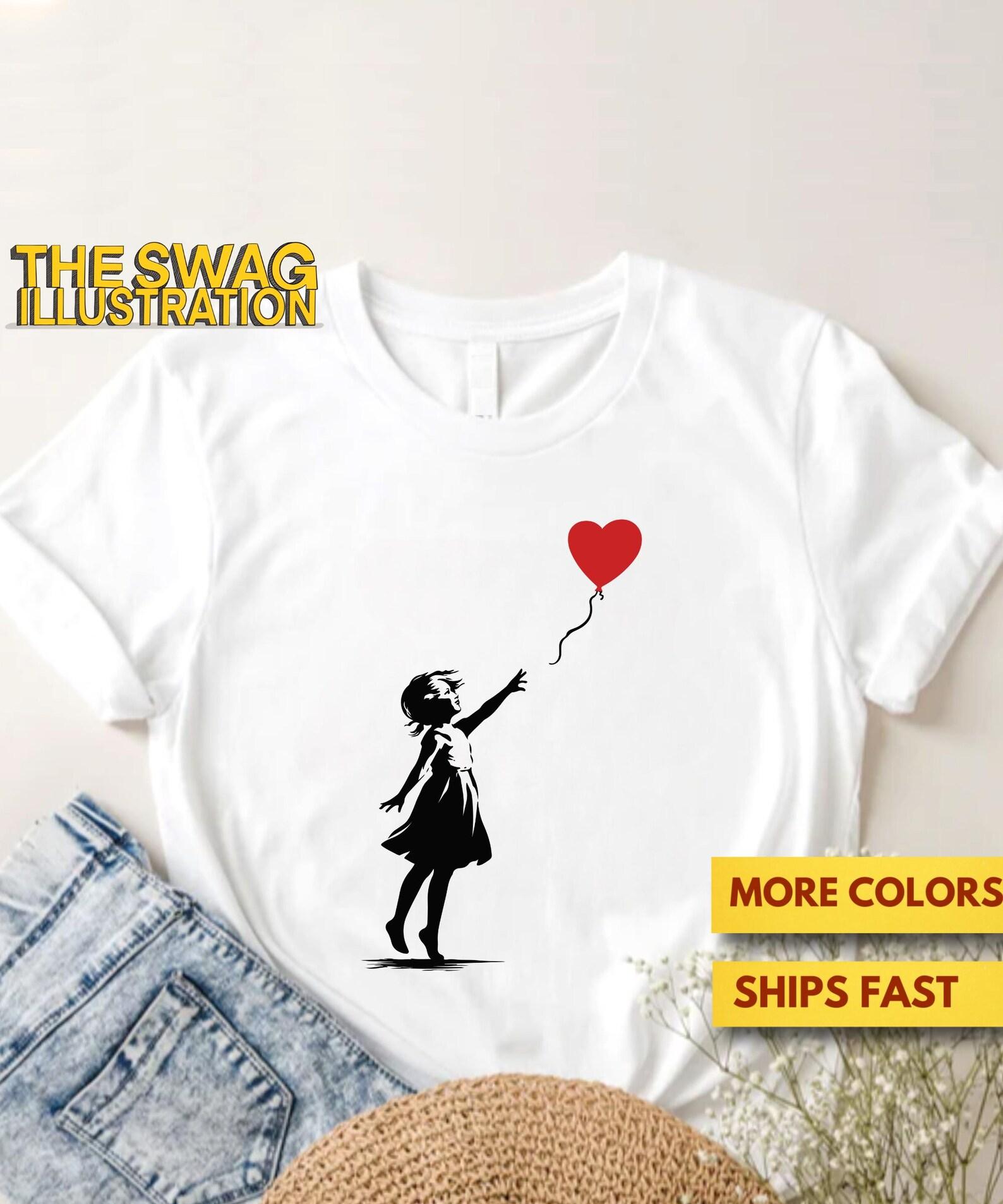 Girl With Balloon Banksy Shirt, Banksy Balloon Birthday GifT shirt, Red Heart Balloon Lovers Shirt, Cute Girl Birthday Shirt, Ultra Soft Tee XL