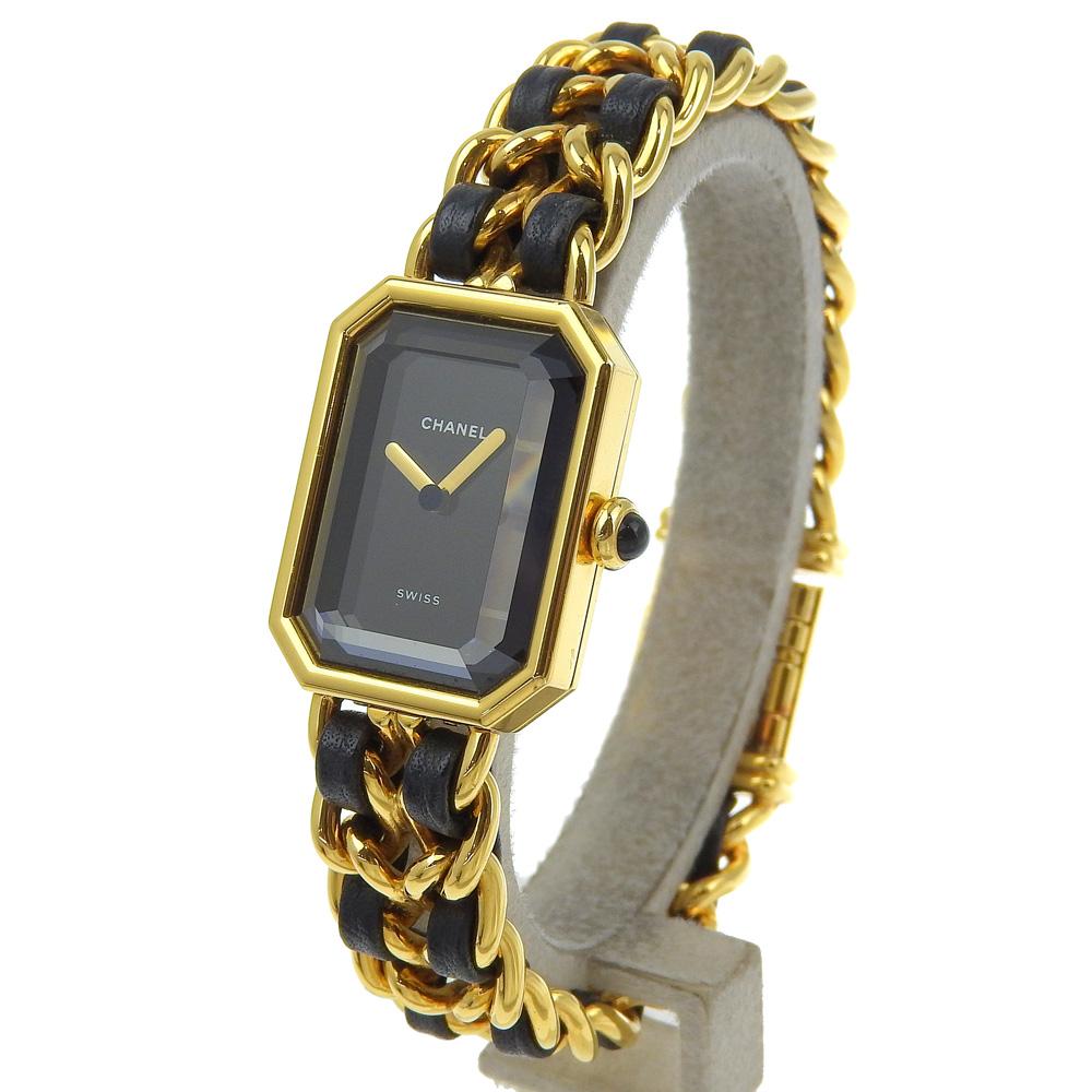 CHANEL Premiere L Watches H0001 blackDial Plated Gold/leather Quartz Analog display Women Used