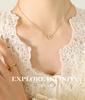 Korean Trendy Rhinestone 'W' Pendant Necklace in 18K Gold-Plated Titanium Steel