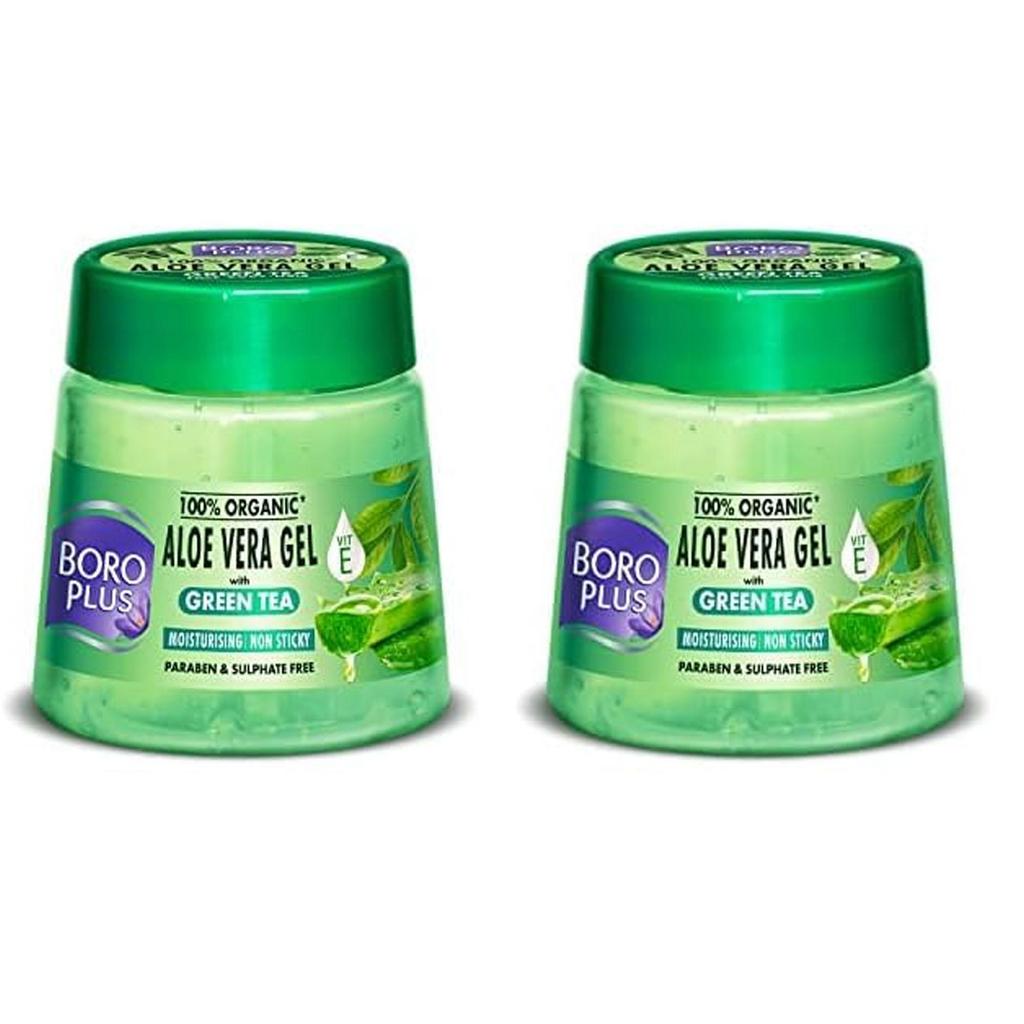 BoroPlus Aloe Vera Gel With Green Tea 200 Ml Pack Of 2 For Smooth Nourished Hydrated Skin And Hair