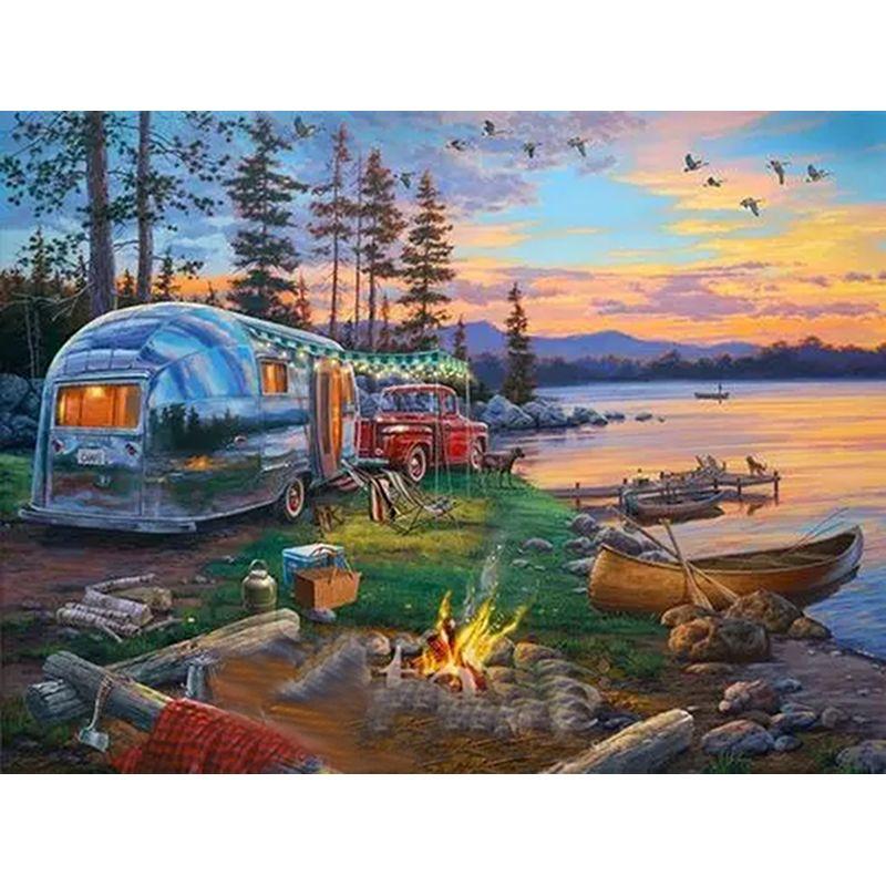 Pintura de diamante 5D DIY, punto de cruz de paisaje, mosaico de diamantes, Kit de bordado de paisaje, decoración redonda completa para el hogar