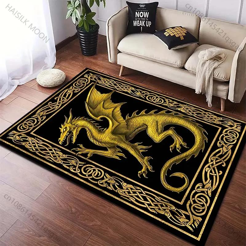1PC Dragon Totem Printed Carpet for Living Room Bedroom Sofa Home Decoration Non-slip Floor Mat Modern Carpet Luxury Gift
