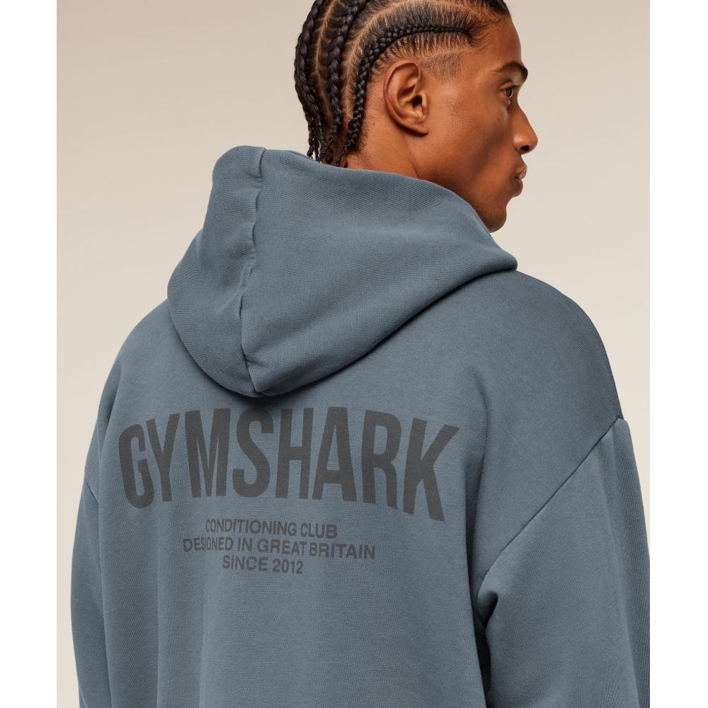 Gymshark Conditioning Club Washed Zip Through Hoodie Iron Blue A4c3m Ud82