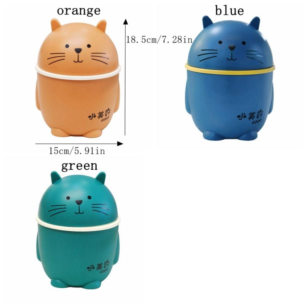 Kawaii Cartoon Cat Trash Can Portable Garbage Storage Bin Paper Basket Desktop Waste Box  Bedroom