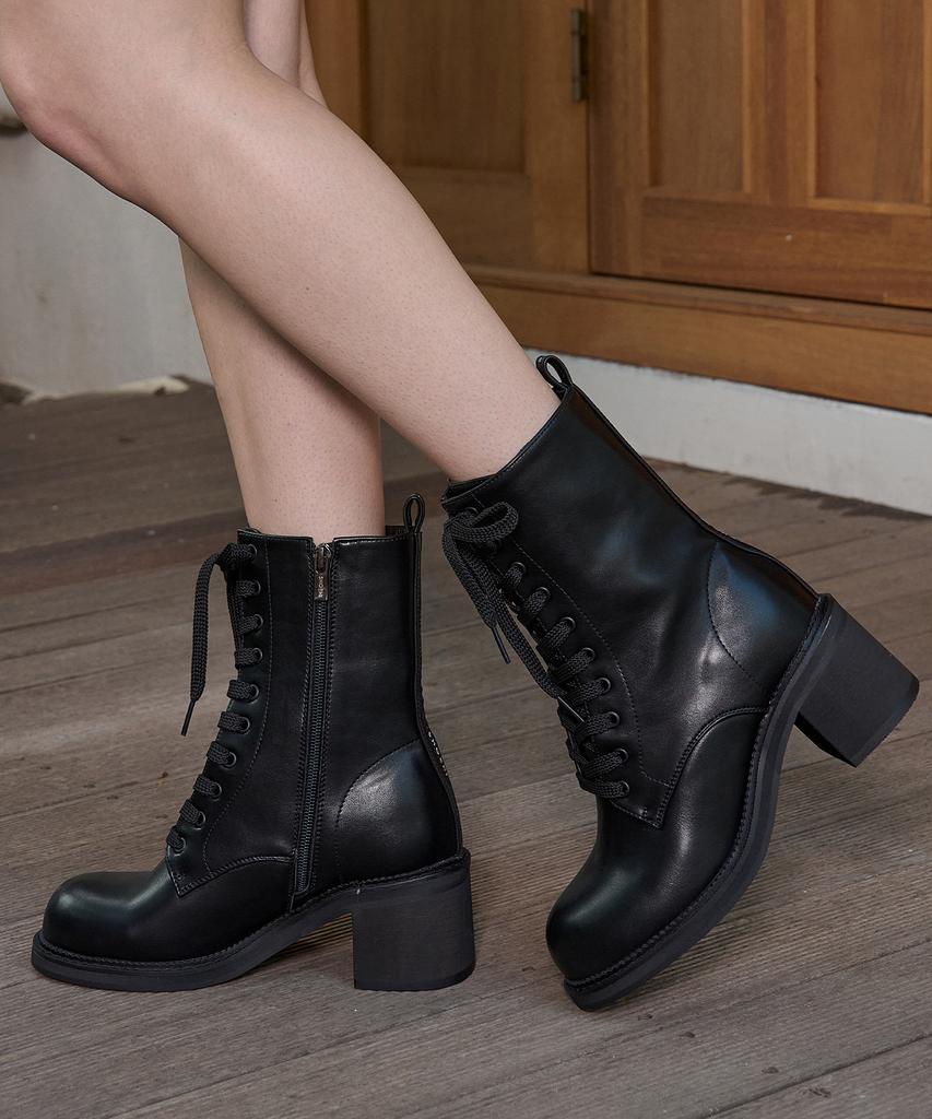 Shoehi Rita Lace-Up Walker Heel Boots (2 Colors)_B1715