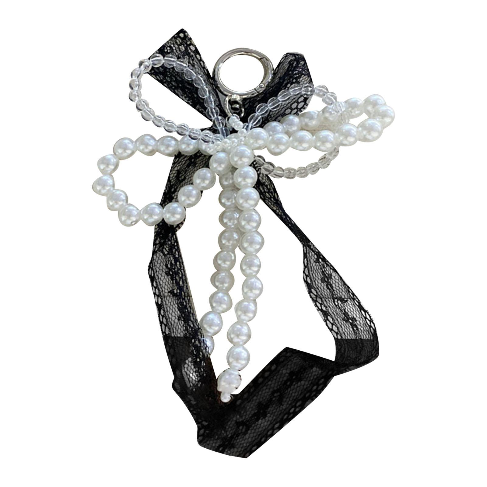 

Жемчужное кружево, бантик, шарм, брелоки, милый, прекрасный кулон, подвеска, украшение, брелок для ключей, украшение для рюкзака для женщин, девушек чёрный