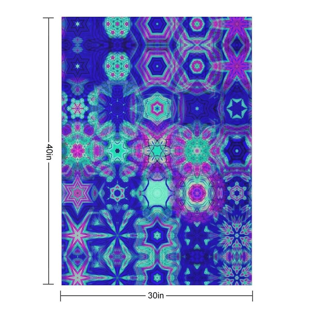 Luminescent Psychedelic Vibrant Colorful Vivid Tie-Dye Mandala Collage Throw Blanket Hairy Thin Blankets