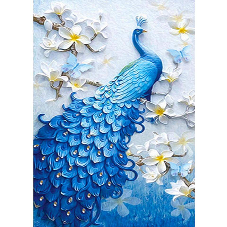 

5D DIY круглая алмазная живопись животное Алмазная вышивка Павлин комплект для вышивки крестом горный хрусталь мозаика картина украшение дома подарок Full Round 20x30CM