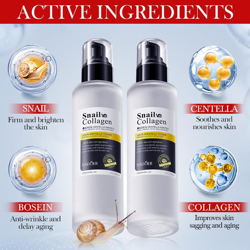 115ml Snail Collagen Anti Wrinkle Toner, Firming Skin Moisturizing Water