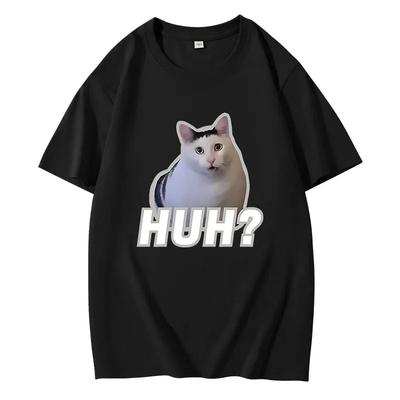 Χαριτωμένα T-Shirts με Meme Γάτα Huh Αστεία Δροσερά Κλασικά Γυναικεία Unisex Ρούχα Harajuku Αισθητική T-Shirt Vintage Unisex Streetwear Βαμβακερά Τοπ