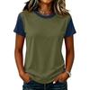 Women's Casual Pullover Short Sleeve T Shirt Color Block Crew Neck Top Lightweight Soft Fabric Comfortable Fit