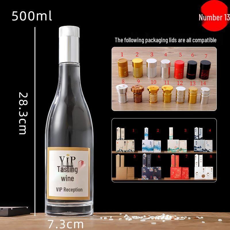 500ml Transparent Glass Bottle for Baijiu, Western Liquor, Homebrew, or Fruit Wine - Refillable and Customizable