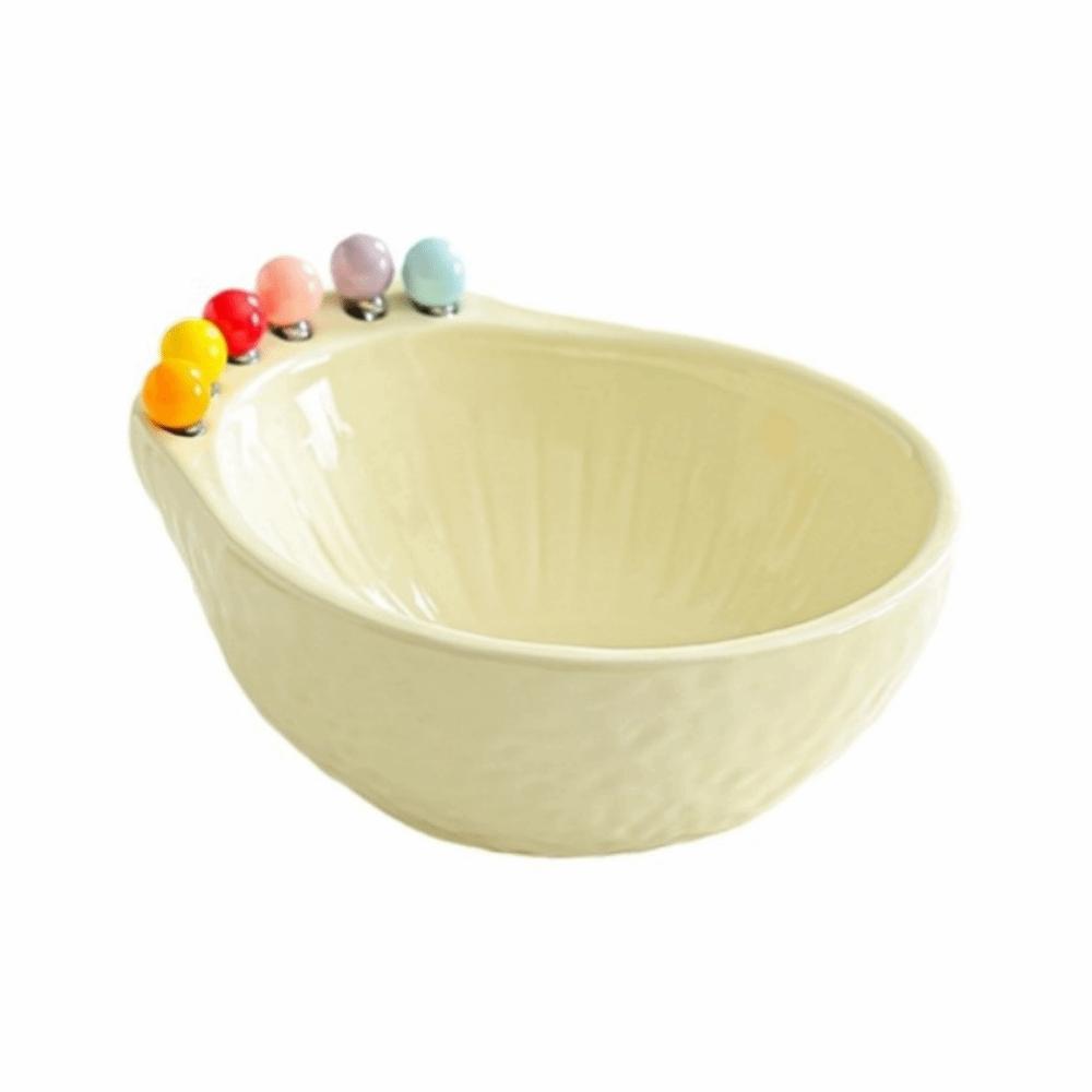 

Ceramics Fruit Bowl with Fork Avocado Fruit Bowl Large Capacity Fruit Serving Plate Reusable Ceramic Jar белый