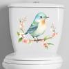 Bird Flower Toilet Sticker Removable Self-adhesive Waterproof PVC Living Room Wall Art Bathroom Toilet Lid Decoration Decal
