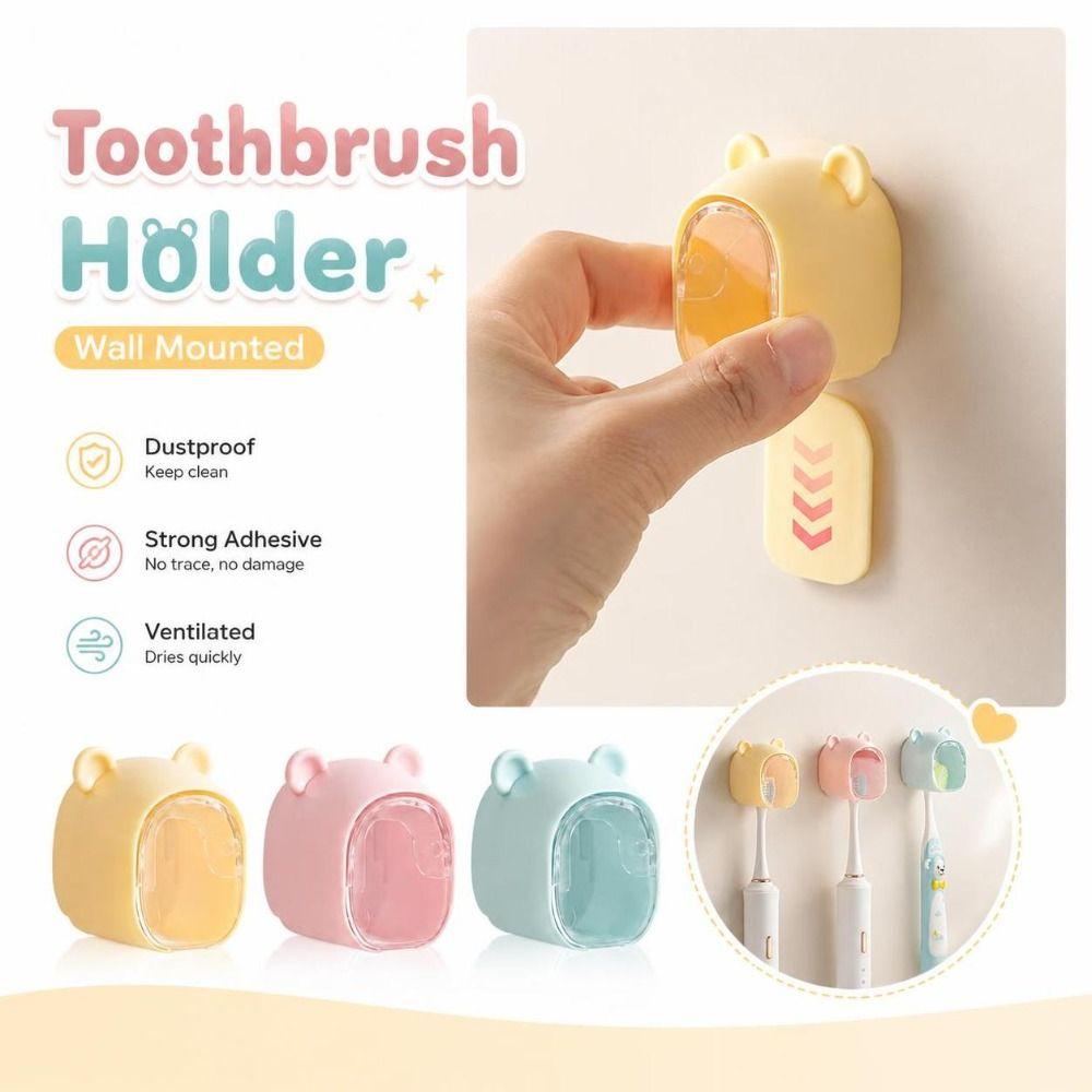 Flip-top Toothbrush Holder Dustproof Toothbrush Storage Box Durable Toothbrush Rack Bathroom Use
