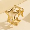 Stainless Steel Gold Color Star Moon Open Rings for Women Minimalist Metal Geometric Adjustable Ring Waterproof Jewelry Gift